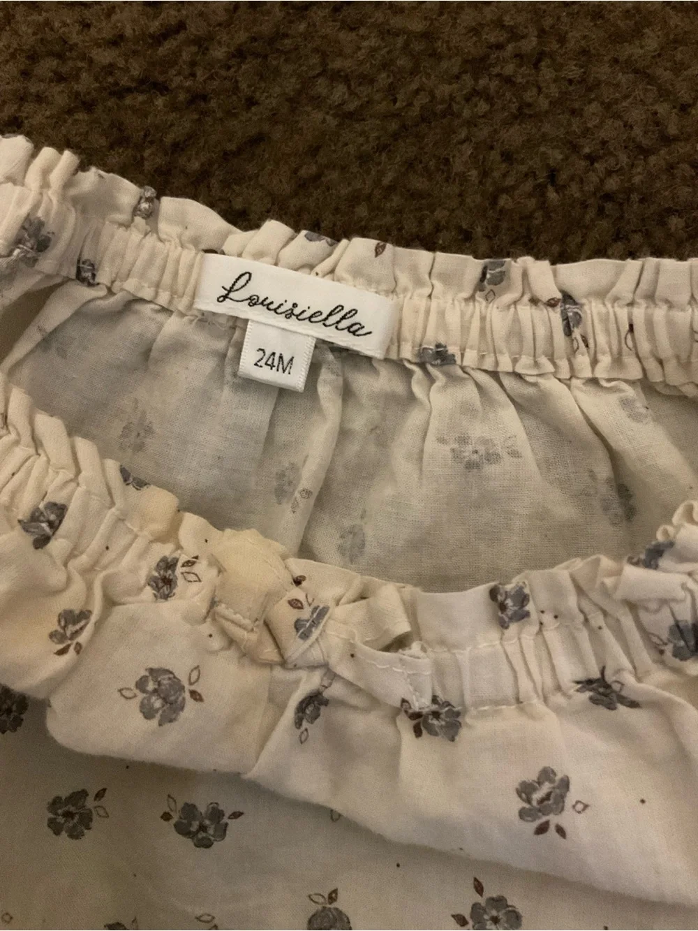 Cream Diaper Cover with Blue Floral Print
